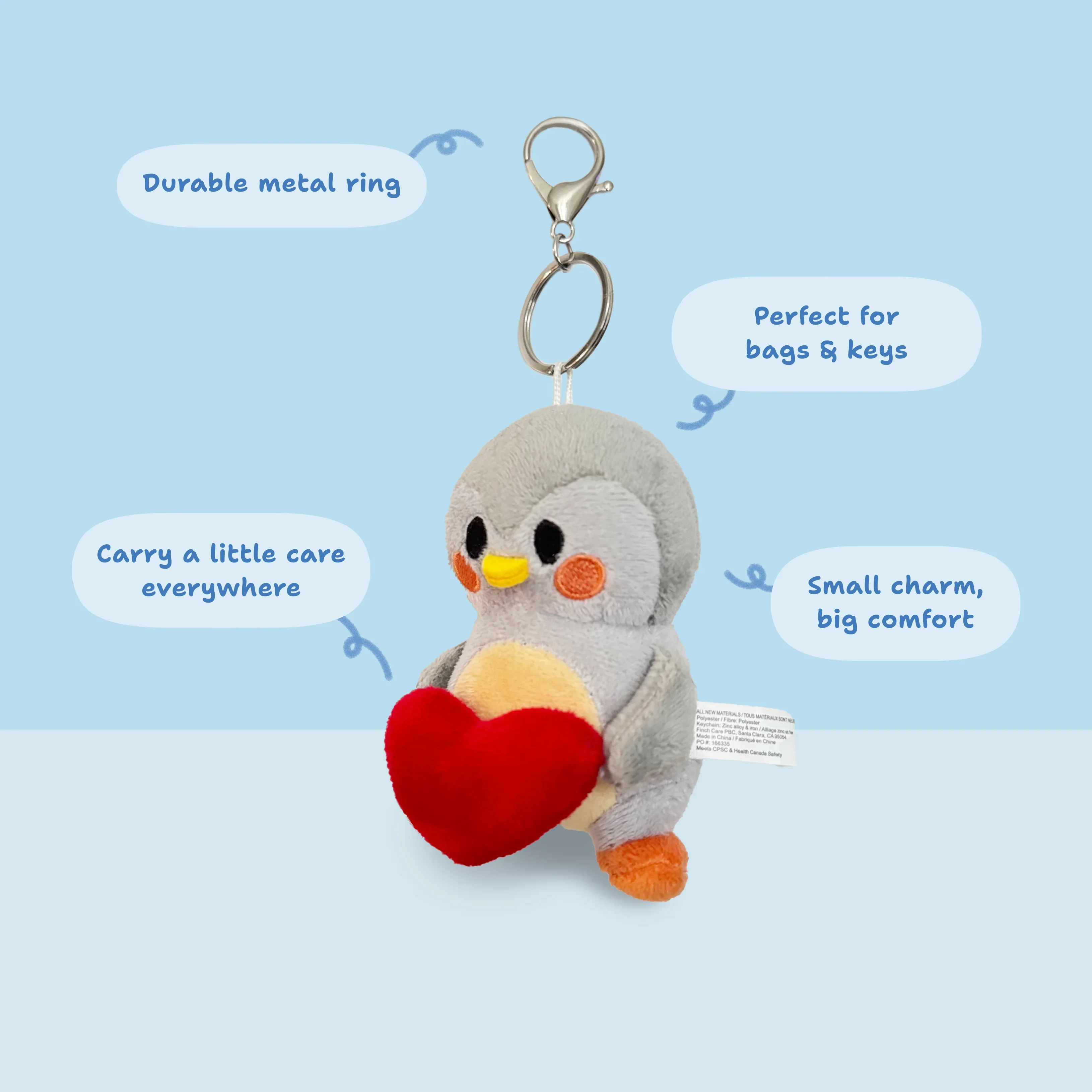 Finch Plush Bag Charm - Clip-On Emotional Support - Image 11